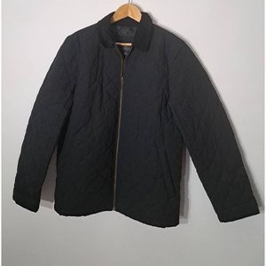 J. Crew Black Quilted Performance Jacket with Corduroy Collar
